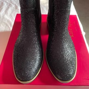 Kate Spade Sedgewick Black Glitter Rain Boots S359016 9 M